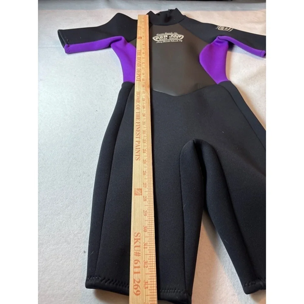 Ron Jon Surf Shop Wetsuit Kids Size 4 Black Purple‎ Shorty Back Zip Made in USA